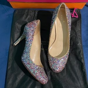 Kate Spade Karolina old gold metallic heels